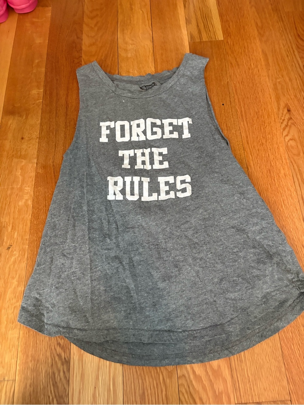 Gray Graphic Muscle Tank - "Forget The Rules"
